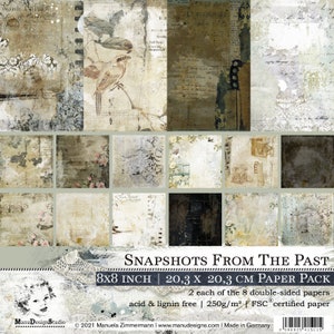 Pacchetto carta scrapbook 8x8, istantanee del passato, carte scrapbook vintage a doppia lato