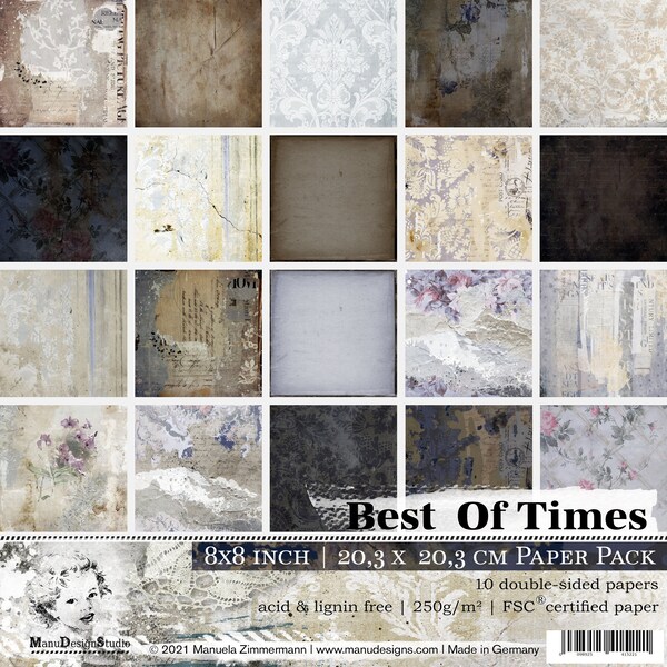 8x8 Scrapbook Paper Pack, Best Of Times, Vintage Scrapbook Papers Double-Sided