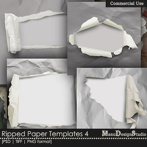 Modelli di carta strappata, Modelli di sfondo digitale usurati, Uso commerciale, Scrapbook digitale, Carta digitale, Sfondo digitale, Documenti strappati