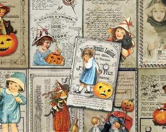 Puede incluir: Nueve tarjetas de diario imprimibles con temática de Halloween con ilustraciones vintage de niños, calabazas, brujas y murciélagos. Las tarjetas miden 7,6 cm por 10,2 cm y están diseñadas para imprimirse en una sola hoja de papel.
