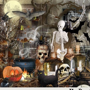 Halloween Digital Scrapbook Kit, Digital Papers, Spooky Papers, Printable Papers, Digital Elements, Scrapbook Elements, Halloween Memories