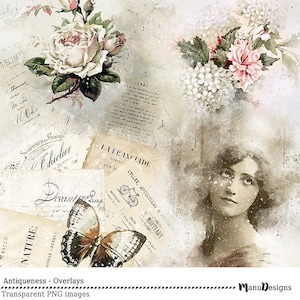Antiquité, superpositions numériques vintage, superpositions de scrapbooking, superpositions transparentes, graphiques numériques, superpositions png, téléchargements numériques