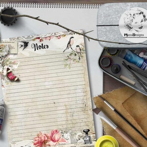 Anteckningssida i vintagestil: A5, kalenderinlägg med halva bokstäver (JPG/PDF)