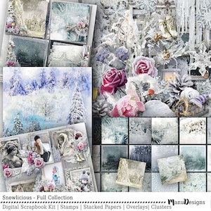 Bundle Of 5 Packs, Winter Digital Scrapbook Collection, Family History Memory Keeping Digital Graphics,