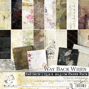 Doppelseitige Vintage Scrapbook Papier Pack, Weg zurück, wenn, Scrapbook Papiere 6 x 8