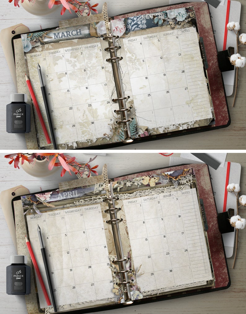 2026 A5 Monthly Planner Inserts - Vintage Charm Printable - Etsy
