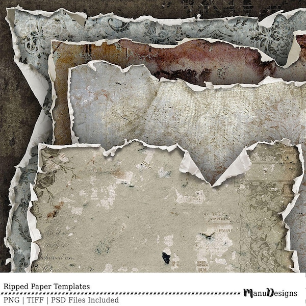 Documenti digitali strappati, Sovrapposizioni di carta strappata, Sfondo digitale strappato, Scrapbook digitale, Carta digitale, Download istantaneo, Bordi strappati,