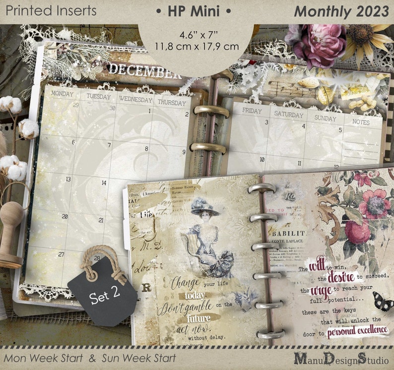 2023 Printed Monthly Happy Planner Mini Inserts Agenda Etsy