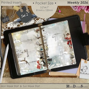 Pocket Size 2026 Weekly Planner Inserts, Agenda Refill 2026, Set No. 2