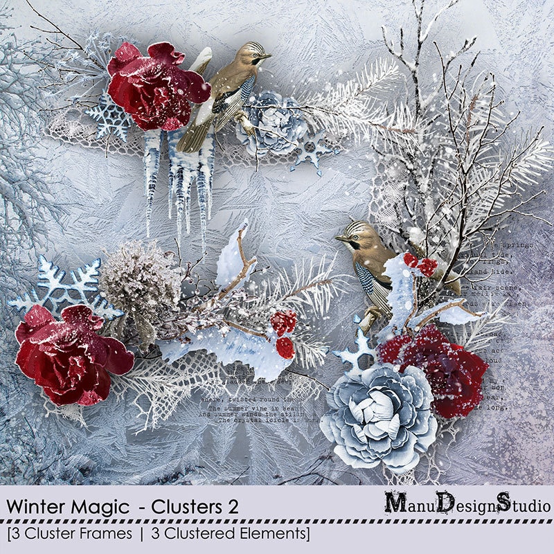 Digital Scrapbooking Clusters, Frame Clusters - Winter Magic - Clusters ...