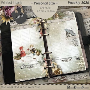 Personal Size 2026 Prints Weekly Planer Inserts, Set No. 3 - Für US-Kunden (Zollgebühren inklusive)