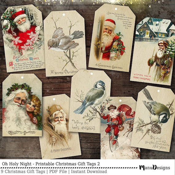 Digital Christmas Tags, Printable Christmas Tags, Vintage Christmas Tags,  Christmas Gift Tags, Old Fashioned Holiday Tags, Gift Tags 