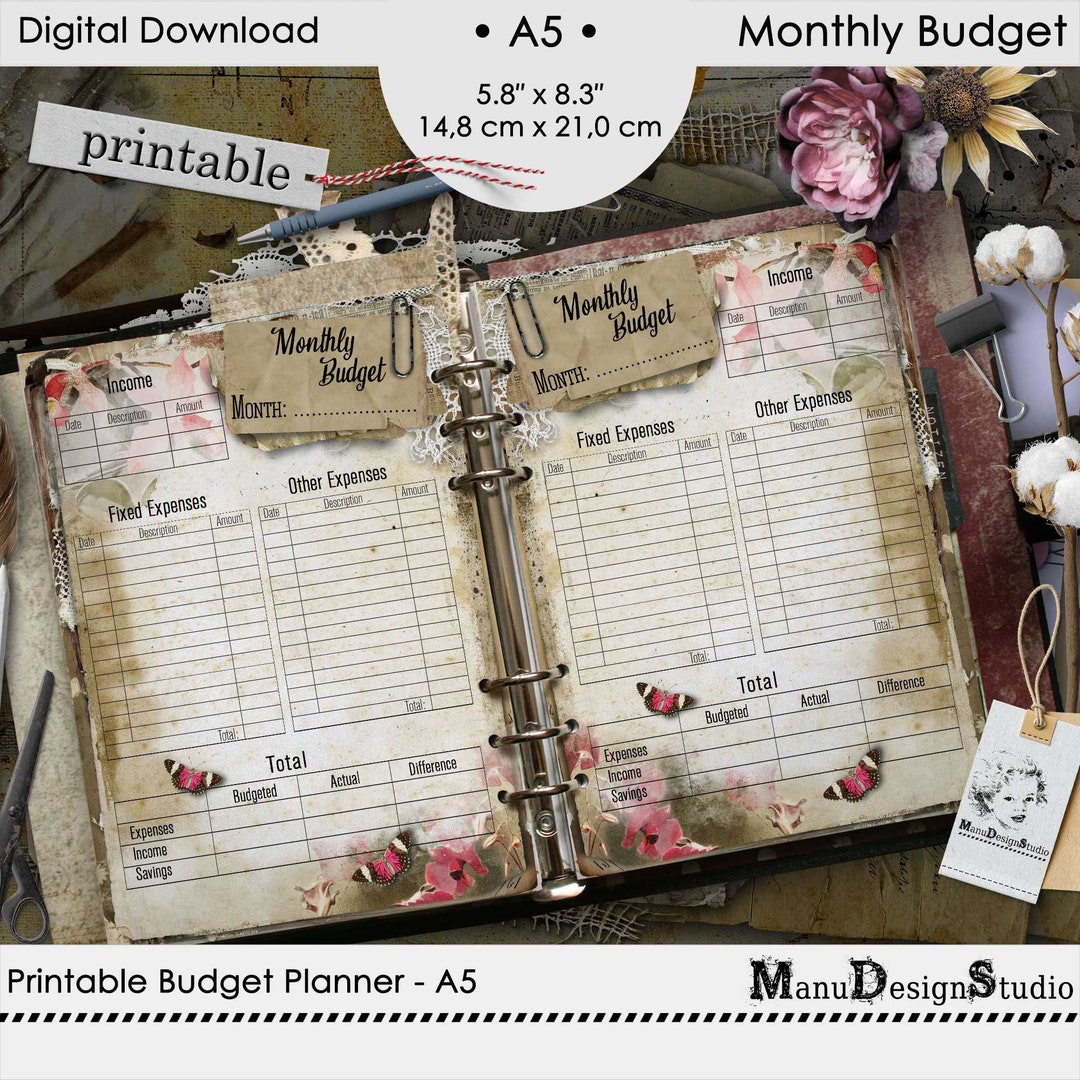 Monthly Budget Planner Printable A5 Size, Financial Planner, Bill ...