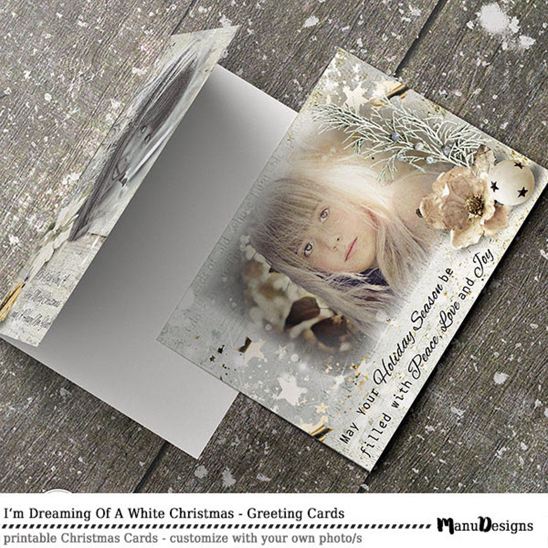 6 Printable Christmas Greeting Cards, Holiday Cards, Custom Christmas ...