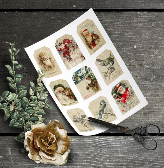 Pretty Parchment Paper Style Vintage Christmas Gift Tags - Thrifty