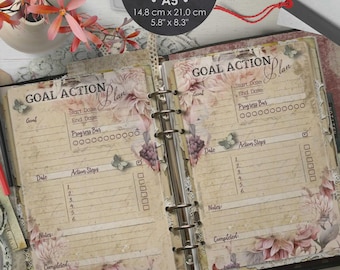 Goal Action Planner - Vintage Shabby Chic A5 Printable