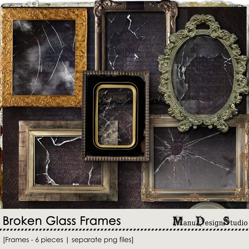 Vintage Heritage Digital Broken Glass Frames Digital Etsy