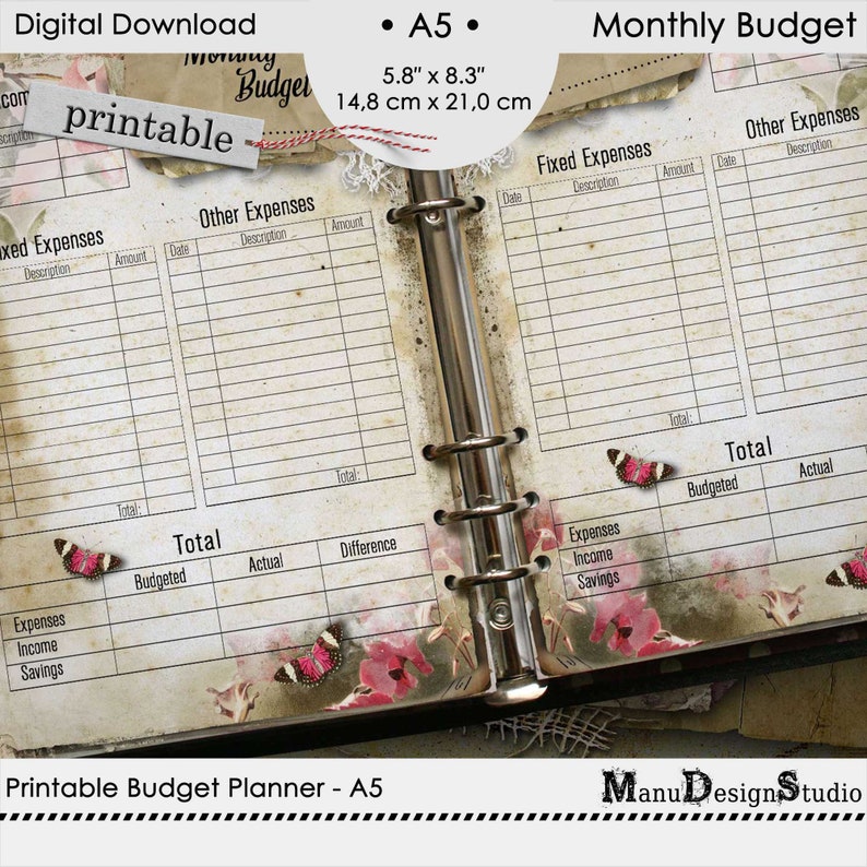 Monthly Budget Planner Printable A5 Size, Financial Planner, Bill ...