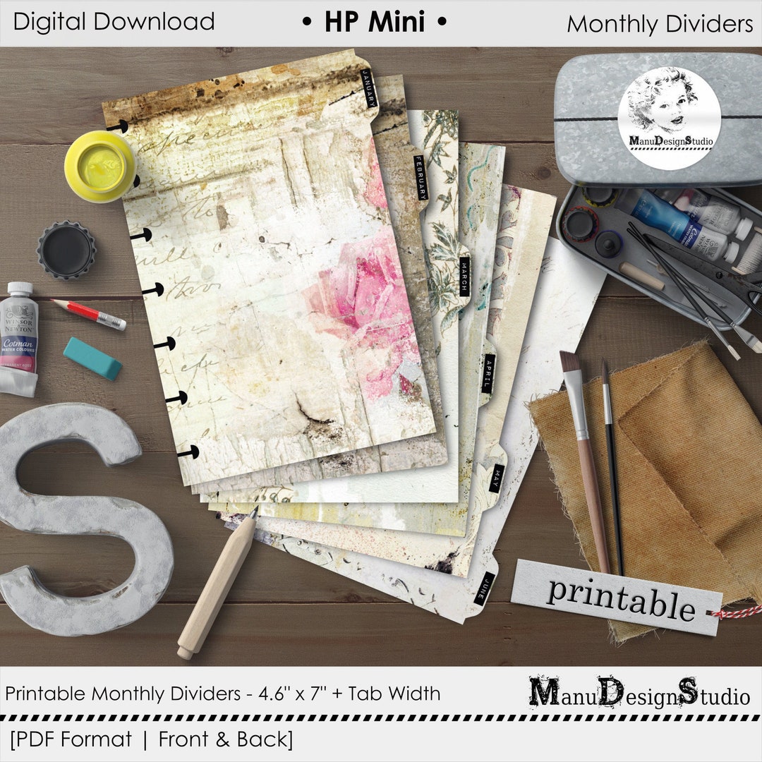 Printable Monthly Planner Dividers for Happy Planner Mini - Etsy