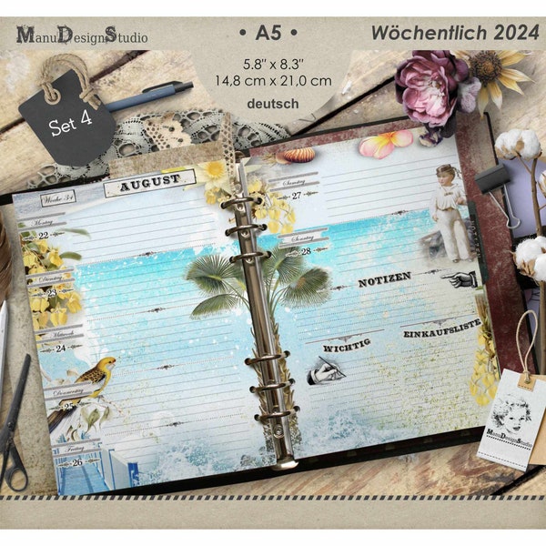 A5 German Ring Planner Inserts 2024, Set No. 4