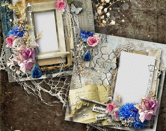 Digital Scrapbook, Premade Page, Scrapbook Page, Quick Page, Vintage Style Layout, Scrapbook Layout, Premade Scrapbook, 12x12, printable