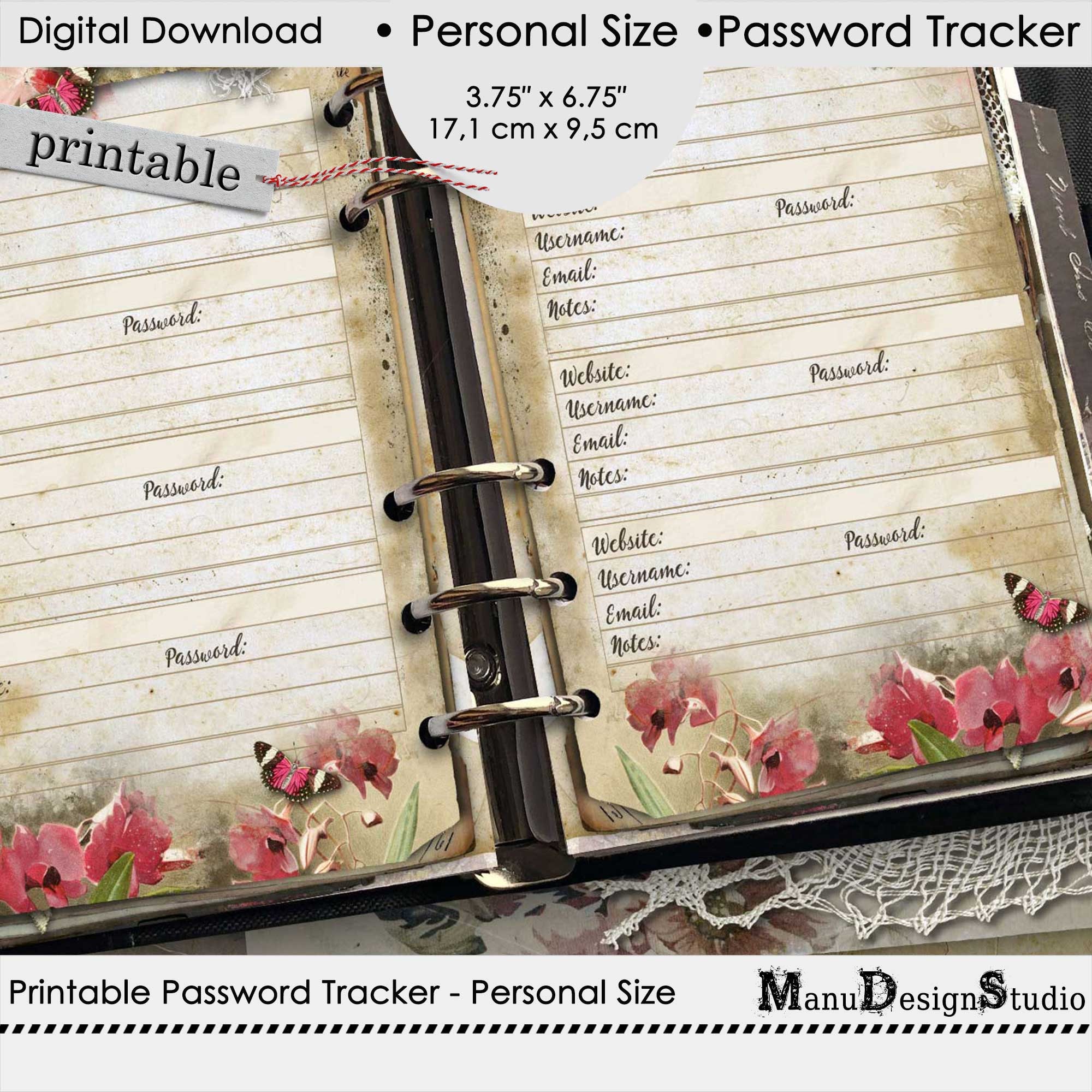 Personal Size Password Tracker Printable - Etsy