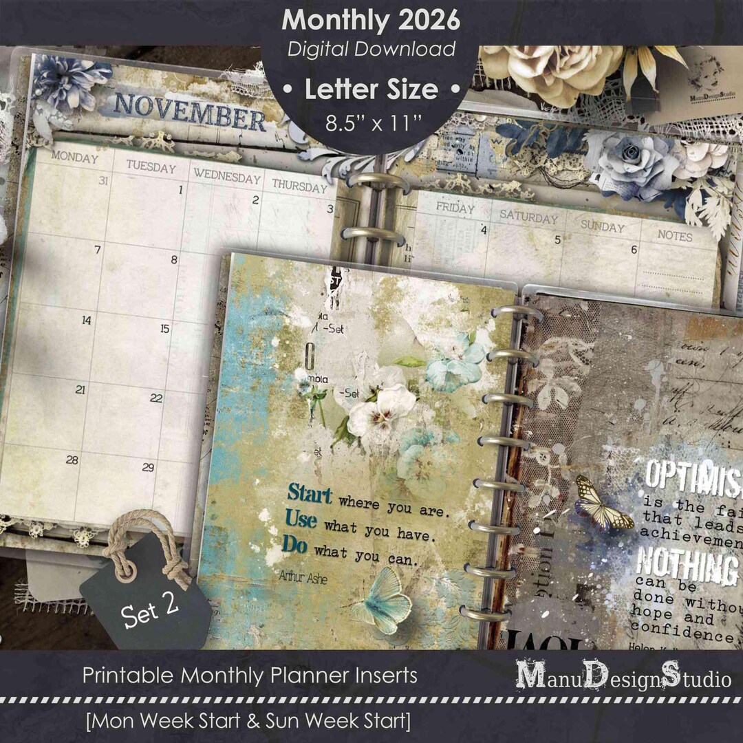 Monthly Planner 2026 Refill Printable 8.5x11, Letter Size for Big Happy ...