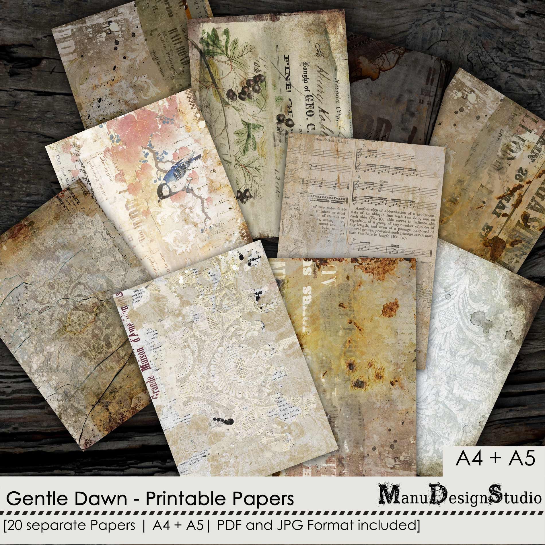 Printable Junk Journal Digital Papers in A4 and A5 - Etsy