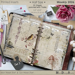 2026 Planner Refill Half Size, Classic Size for Franklin Covey, Set No. 2