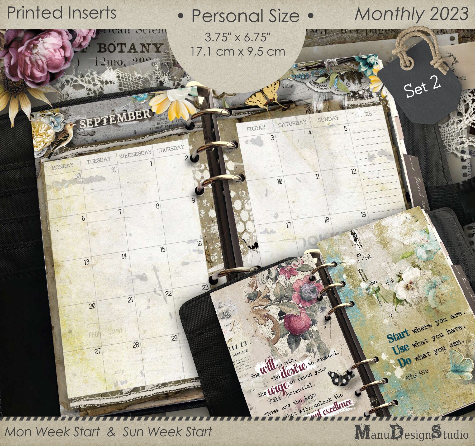 2023 or 2024 TABBED Calendar fits Louis Vuitton Agenda All Szs Bundle:  PM*MM*GM