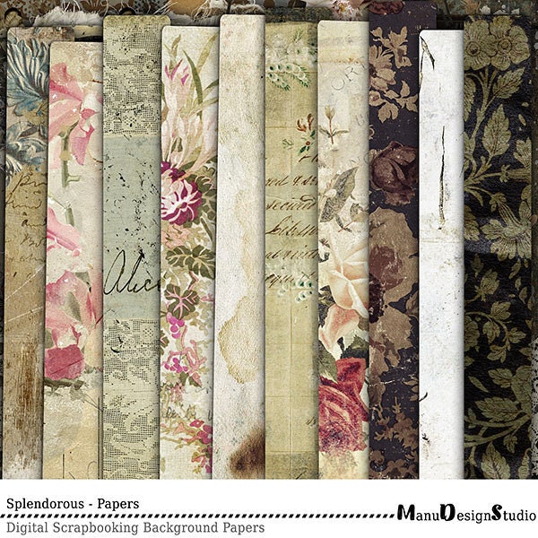 Digital Paper Pack, Scrapbook Papers, Printable Papers, Shabby Digital Papers, Paper Collection, Scrapbooking Backgrounds, Vintage Papers