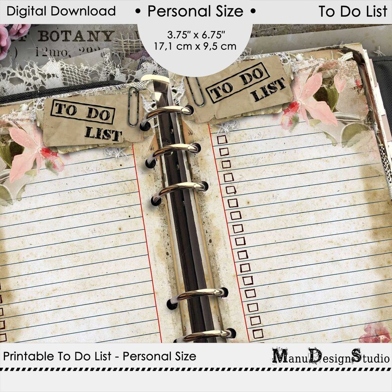 Personal Size to Do List, Checklist Printable Planner Pages, Bullet ...