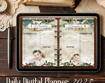 iPad Digital Planner 2027 Daily | Hyperlinked | Vintage Style | GoodNotes & Notability Compatible