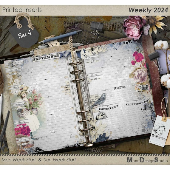 Weekly Planner 2024, A6, A5 Weekly Planner Pages 2024, Agenda 2024, Half  Letter Size, Personal Size Planner Inserts, Pocket Size 