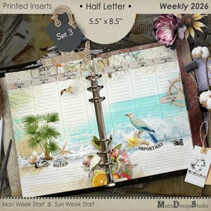 2026 Half Size Planner Refill 5.5 x 8.5 - Set No. 3