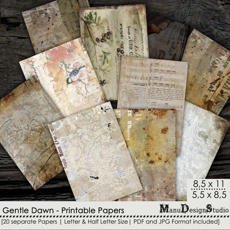Printable Junk Journal Digital Papers in Letter Size and Half Etsy