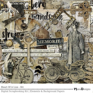 Digitales Scrapbook Kit, männliche Scrapbooking, männliche Papiere, Männer digitale Elemente, männliche Scrapbook Kit, für Männer, Vatertag Scrapbook