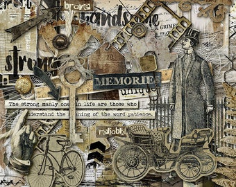 Masculine Digital Scrapbook Graphics, Scrapbook Kit, Digital Scrapbooking, Printable Papers