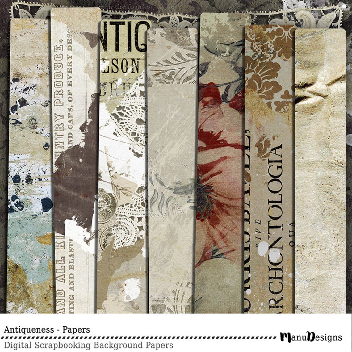 Vintage Digital Scrapbooking Papers Printable Papers Etsy