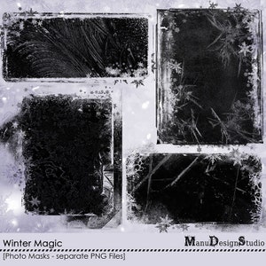 Winterfotomaskers, digitale scrapbookingknipmaskers - Wintermagie
