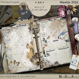 2026 Weekly Planner Pages Size A4, Agenda Refill 2026, Set No. 4