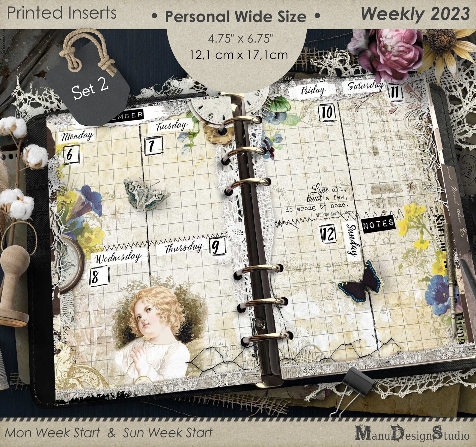 2023 Weekly Planner Refill Personal Wide Size Set No. 2 Etsy