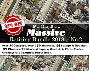 92 % de réduction - Lot de superbes graphismes vintage pour scrapbooking numérique 2018 - 2