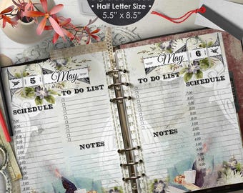 5.5x8.5 Daily Printable Vintage Planner Inserts