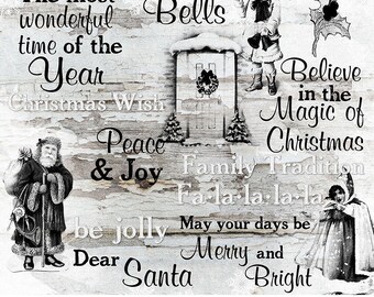 Christmas Word Art on transparent background, Holiday Photo Overlay,  Christmas Clip Art, Holiday Word Art Overlays, Christmas Stamps