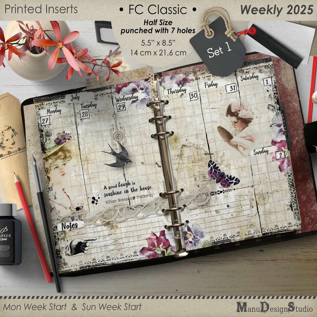 2025 Weekly Planner Refill, Classic Size for Franklin Covey, Set No. 1