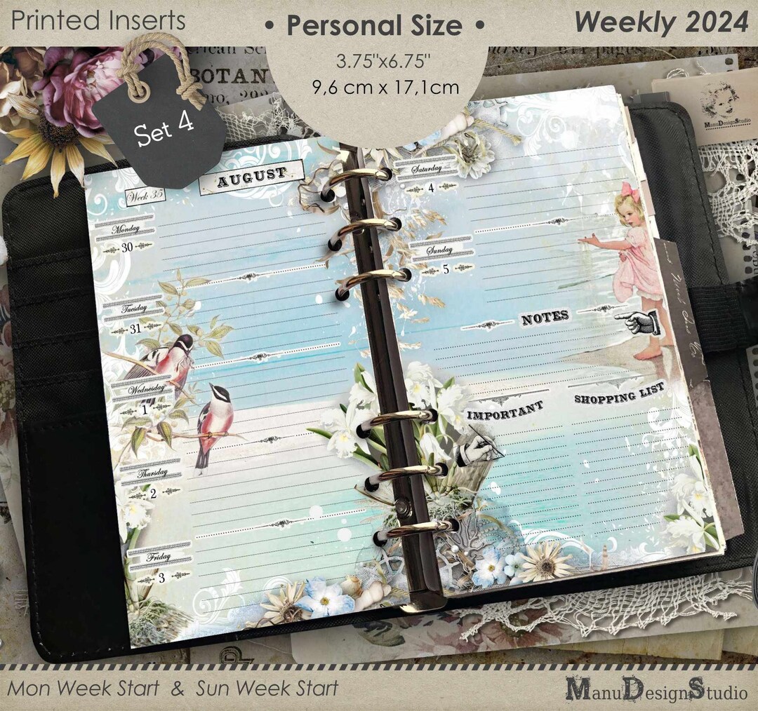 2024 Personal Size Weekly Planner Inserts, Set No. 4, - Etsy