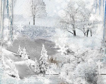 Winter Digital Overlays, Scrapbooking Overlays, Snow White Overlays, Winter Overlays, Snow Tree Overlay, Winter Backdrops