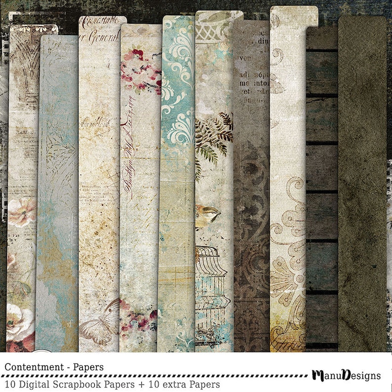 Digital Paper Pack Scrapbook Papers Printable Papers Shabby Etsy