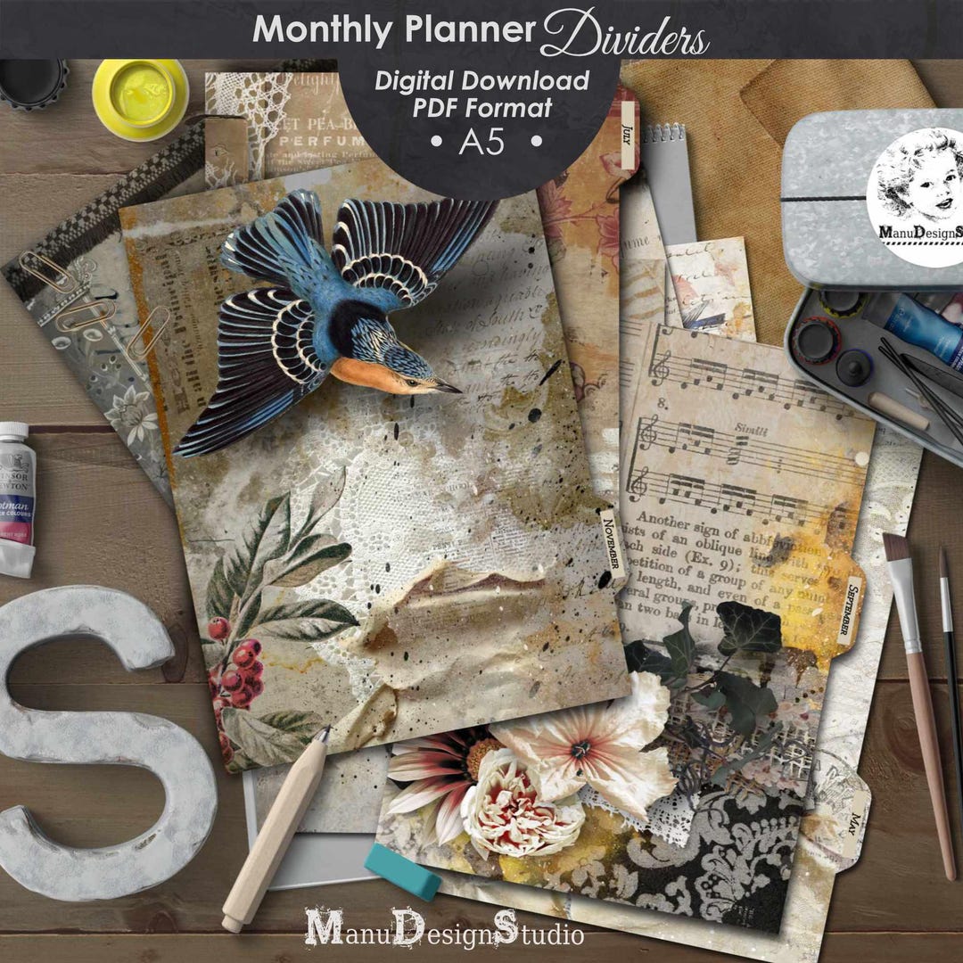 Monthly Planner Dividers A5 Printable PDF - Etsy